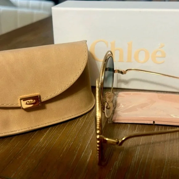 Gold and Tan Women's Sunglasses - Picture 2 of 10